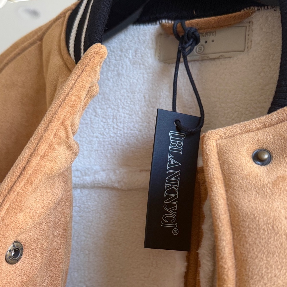 Blank NYC Tan and Black Bomber Jacket - Picture 3 of 6